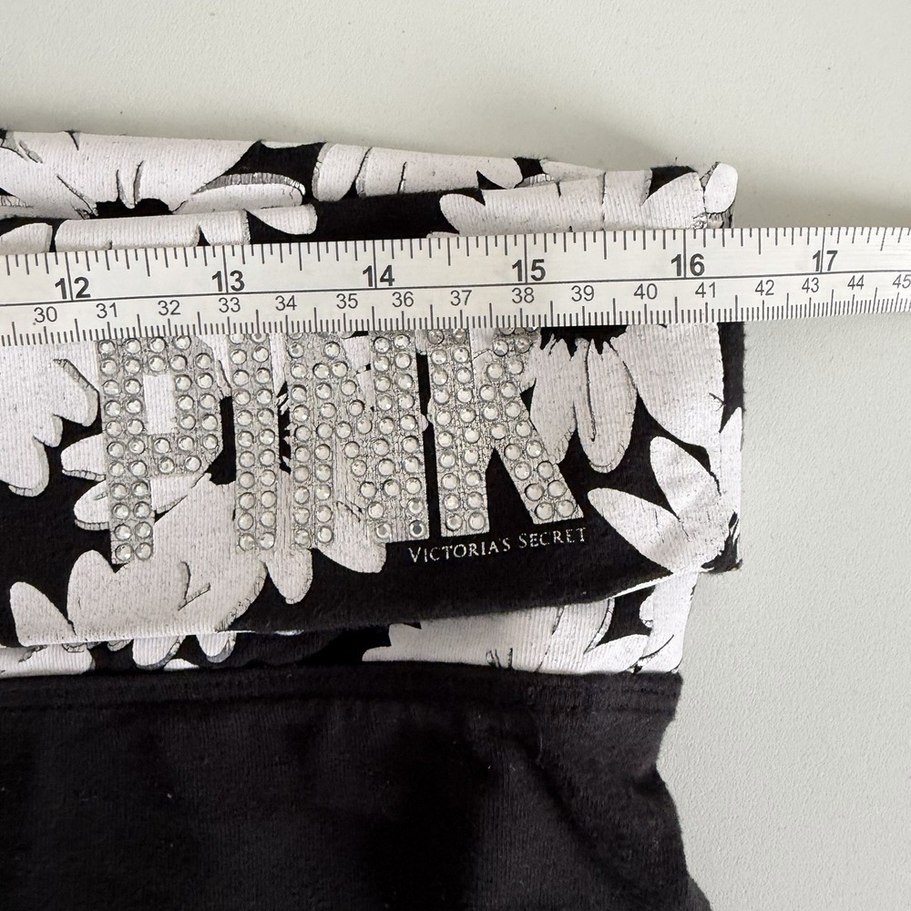 Victoria's Secret PINK Yoga Foldover Cropped Pants Black Rhinestone Sz Large Y2K - Picture 8 of 9